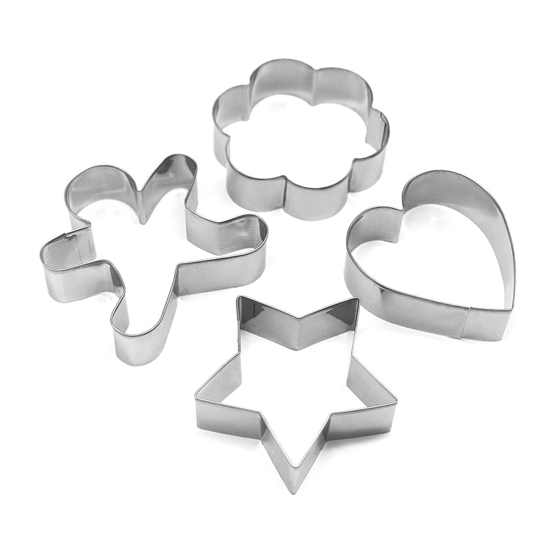 [Happy baking] In Stock Stainless Steel Baking Cookie Mold Pineapple Cookie Cutter Mold Christmas Four-Piece Baking Mold