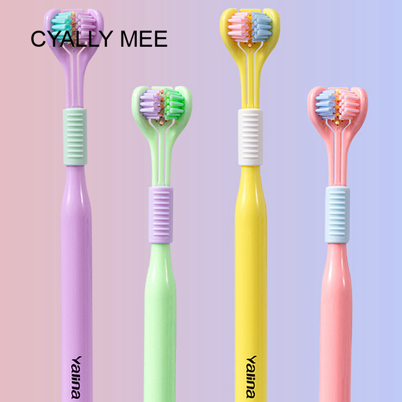 Cyally meebàn chải đánh răng ba mặt âm thanh nổi 3d pbt siêu tốt tóc mềm bàn chải đánh răng người lớn cạo lưỡi làm sạch sâu chăm sóc răng miệng bàn chải đánh răng