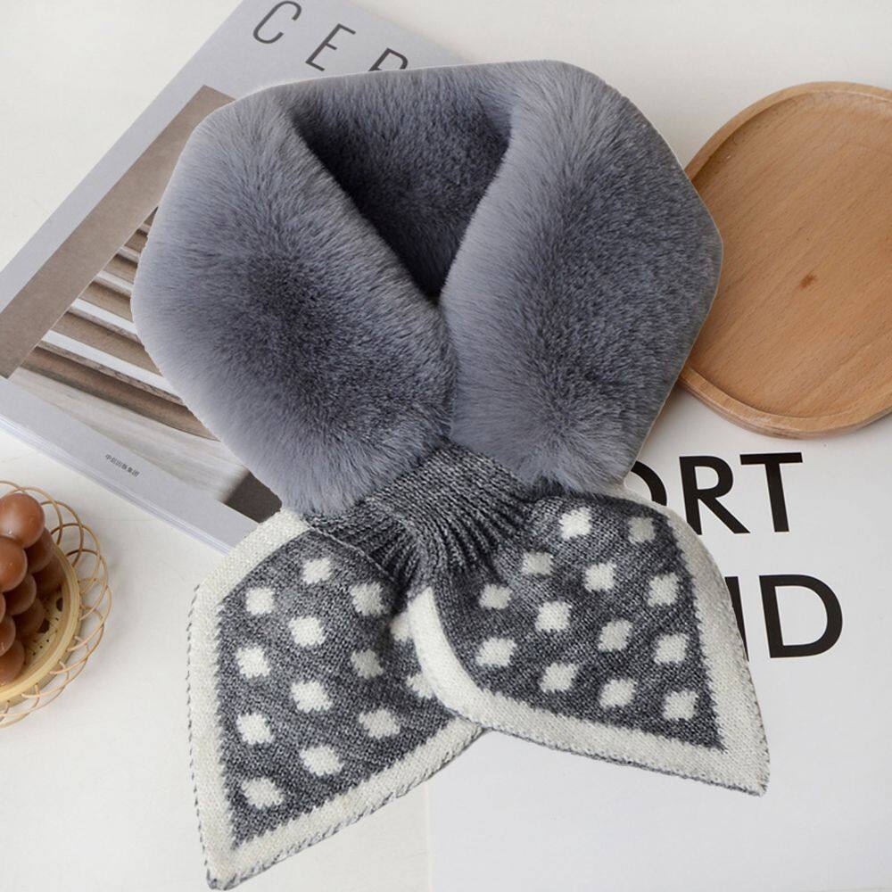 FAKU198456 Thời trang Faux Fur Plush Dày lên Khăn choàng Khăn tay Khăn quàng cổ sang trọng Yếm ấm Khăn quàng chéo - 6