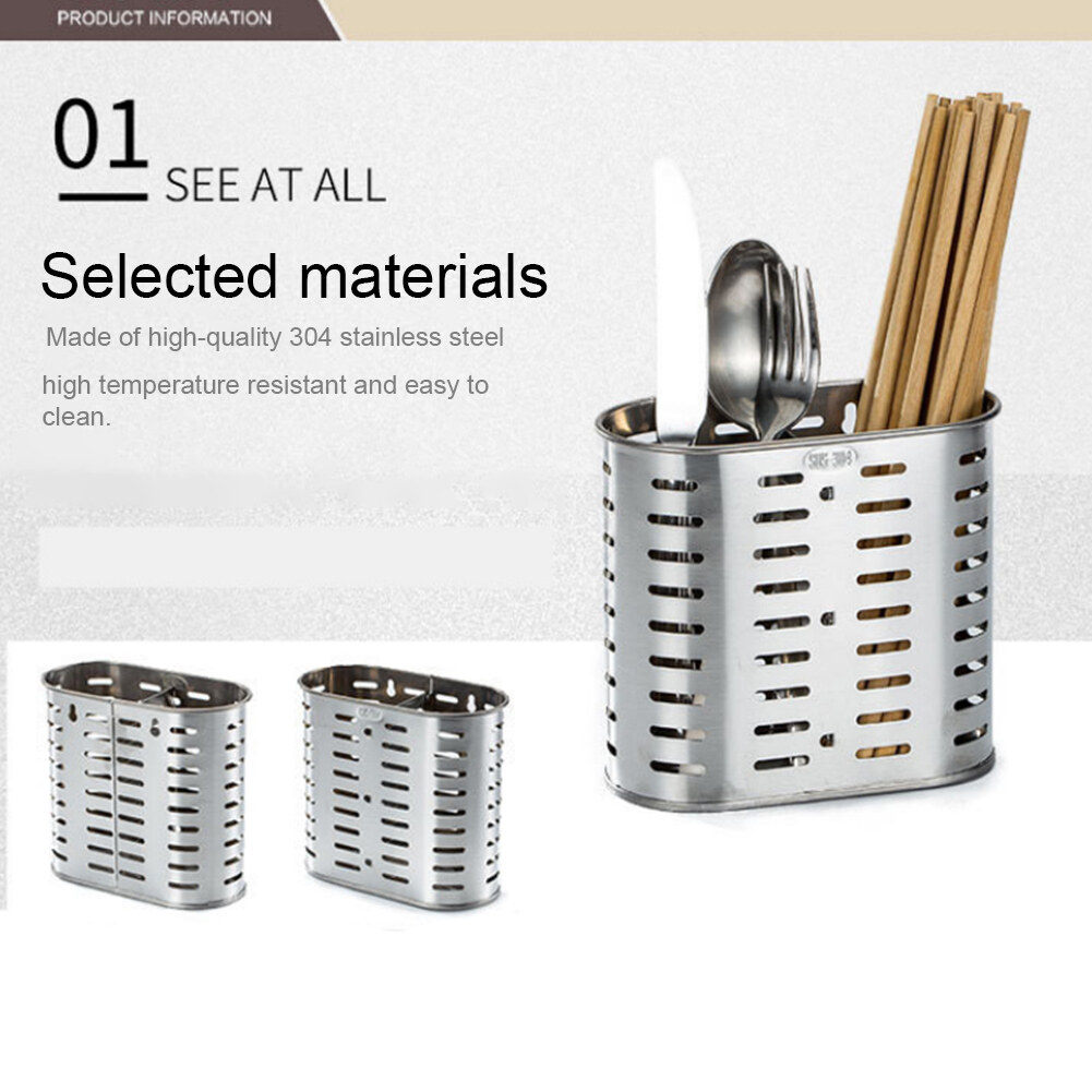 2 ngăn hiện đại lưới Dĩa Đũa Flatware lưu trữ nhà bếp đứng muỗng thép không gỉ thoát nước giá để đồ dùng