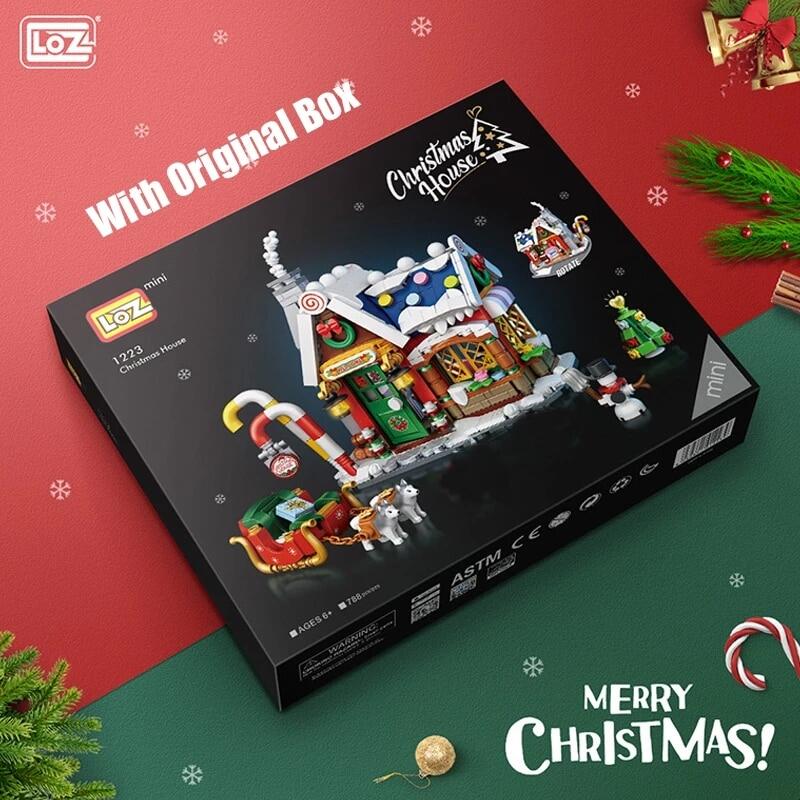 788Pcs LOZ Mini Blocks Architecture Merry Christmas House Santa Claus Snowman Tree Deer Building Blocks Bricks Toy For Ks Gift
