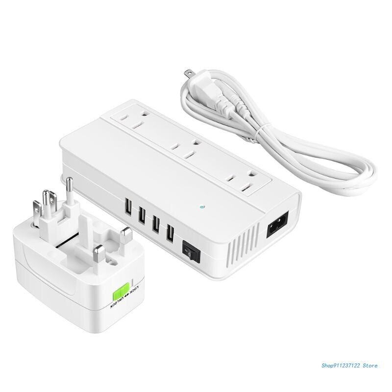 200W Bộ chuyển đổi du lịch Cho Máy Sấy Tóc Ép Tóc Máy uốn xoăn tóc Bước Xuống 220V Để 110V Bộ chuyển đổi điện Với 4 USB