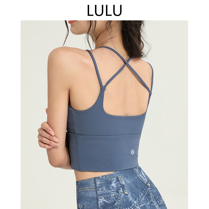 Lululemon áo ngực thể thao yoga áo ba lỗ ôm chống sốc quần áo tập yoga thể dục thẩm mỹ chạy bộ áo ngực lưng