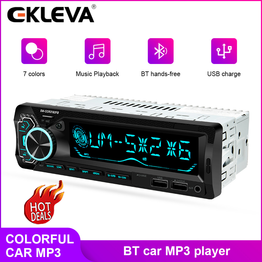EKLEVA Universal 12V 1Din Car Radio Stereo Bluetooth Remote Control Charger phone USB/SD Audio MP3 Player 1 DIN In-Dash Car Audio radio Giá 600,047 Đồng*Miễn phí vận chuyển
