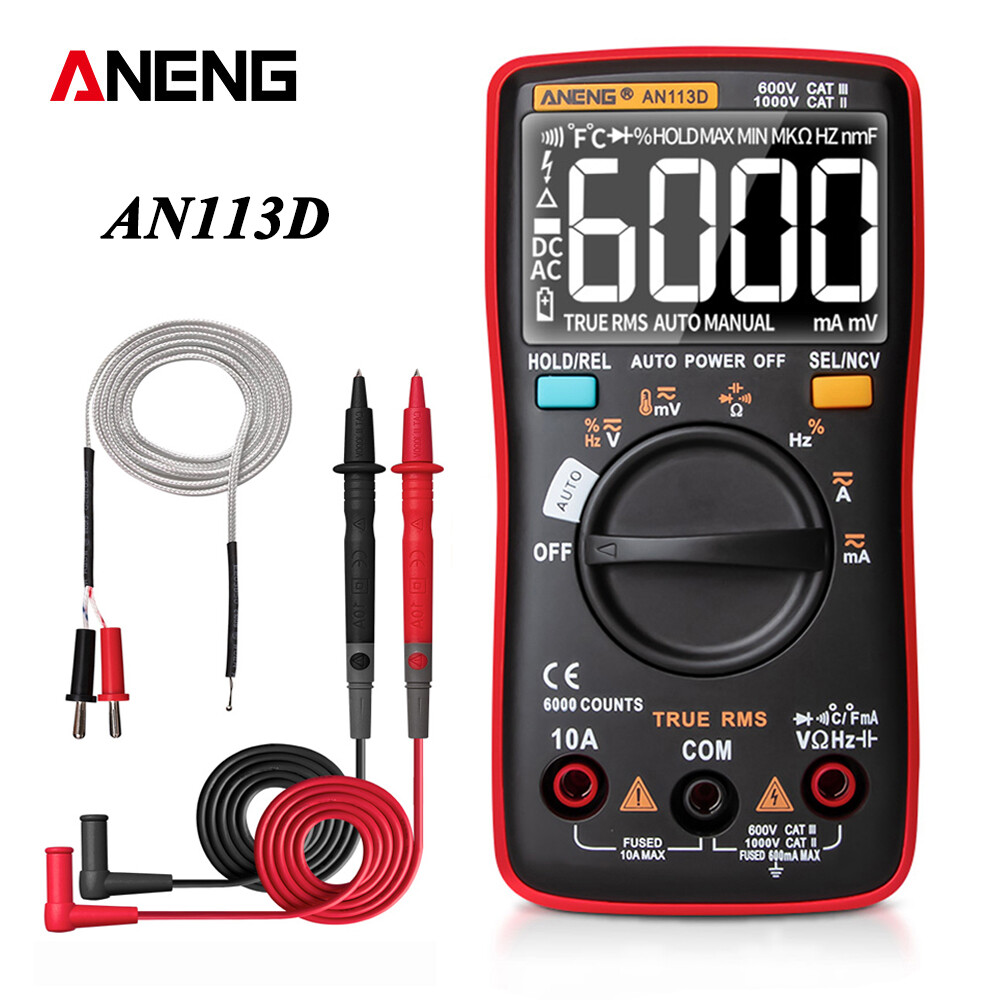 ANENG AN113D Kỹ Thuật Số Vạn Năng 6000 Đếm Điện Meter Transistor Tester Tự Động Rang AC/DC Điện Áp Quá Trình Calibrator