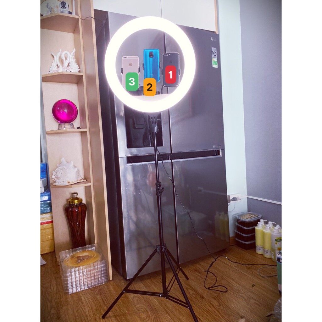 Đèn livestream bán hàng, chụp hình make up live stream size 45cm. 3 kẹp- spa88