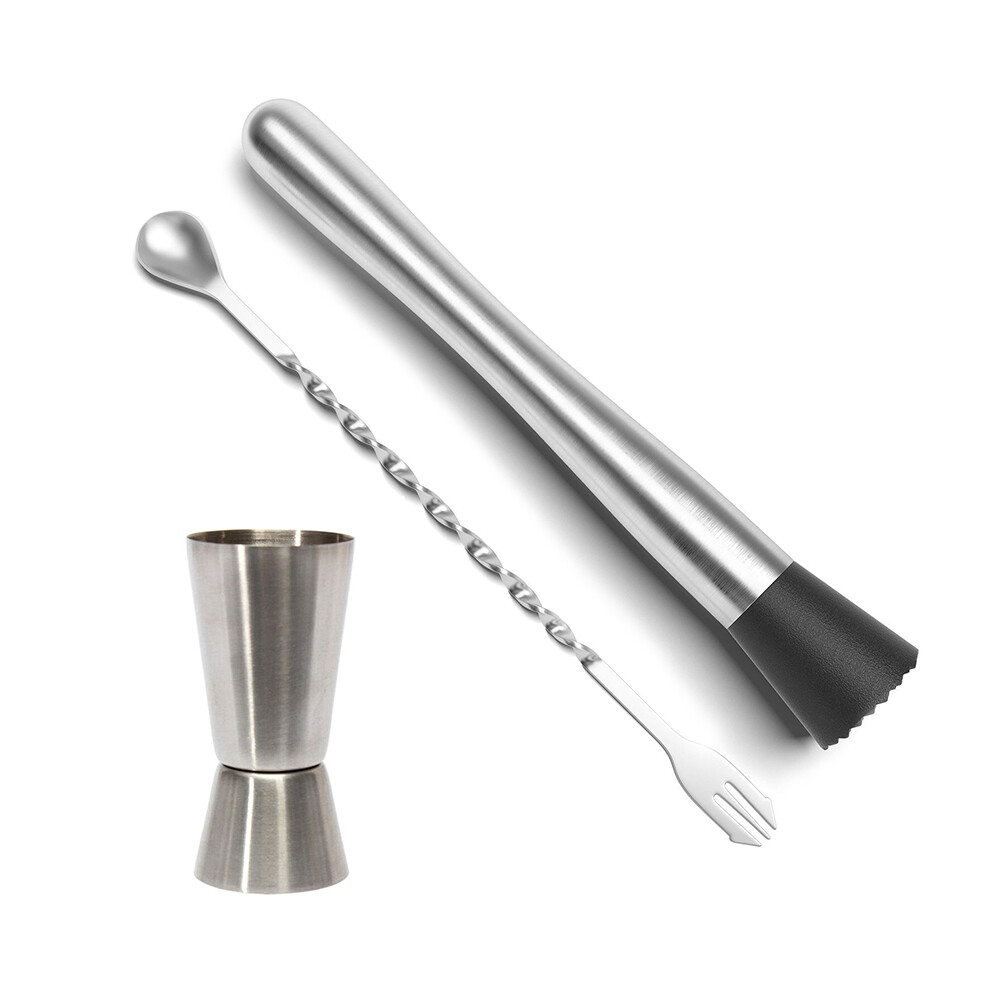 Blackhorse 3 cái dụng cụ quầy bar dụng cụ pha chế cocktail muddler bộ dụng cụ pha chế bằng thép không gỉ