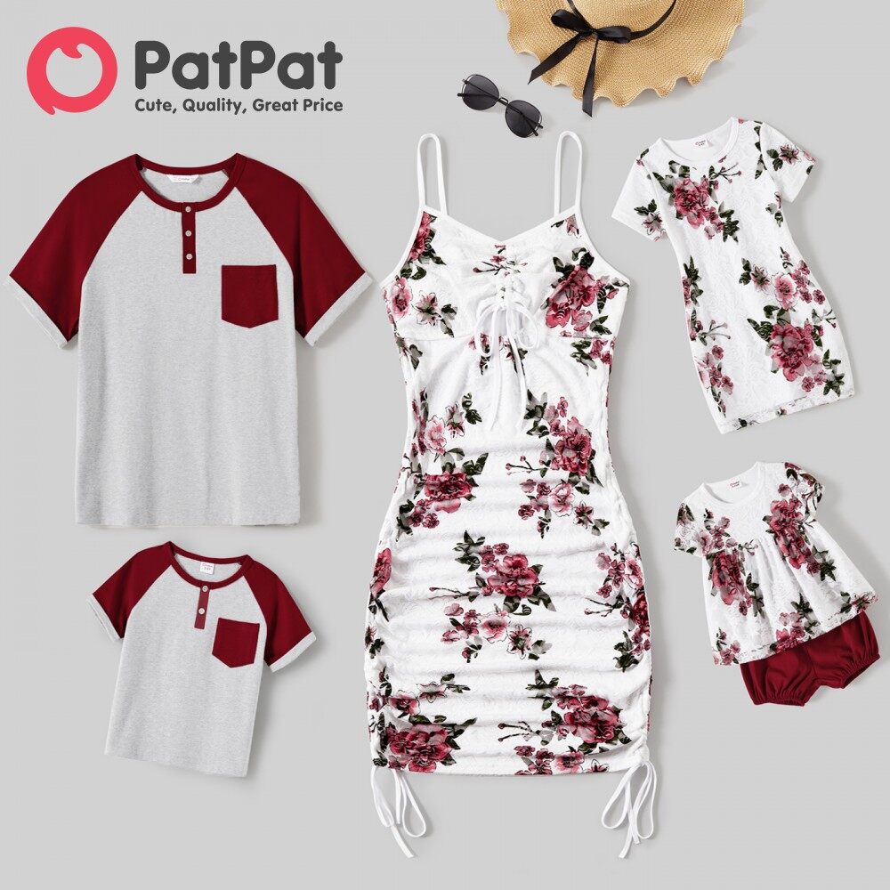 PatPat Family Matching Cotton Colorblock Raglan Sleeve T