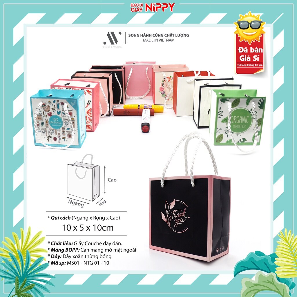 10 túi - Túi giấy mini NIPPY đựng son, mỹ phẩm, quà tặng, phụ kiện handmade