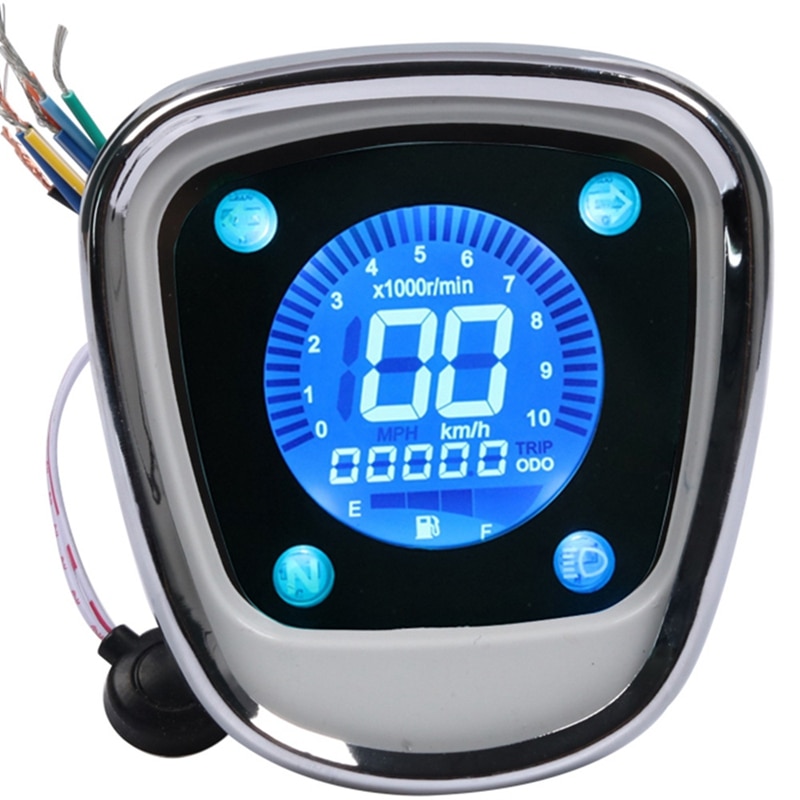 Đồng hồ đo tốc độ kỹ thuật số lcd cho xe máy đồng hồ đo tốc độ số dặm có thể chuyển đổi 7 màu cho honda passport c50 c70 c90 cub