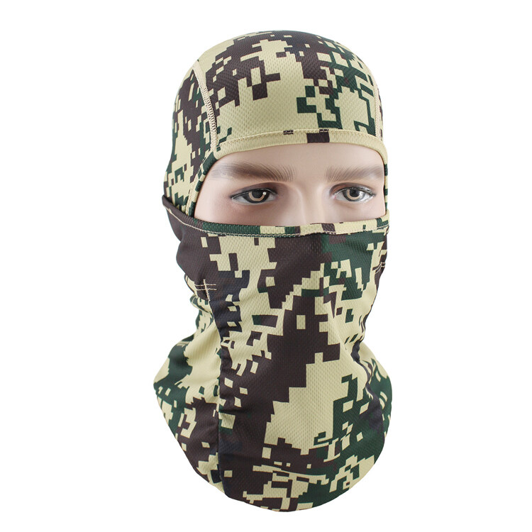 Balaclava ผ้าคลุมหน้าป้องกัน Full Face Hood หมวกลายทหารสำหรับรถจักรยานยนต์สกีเดินป่าตกปลากลางแจ้ง