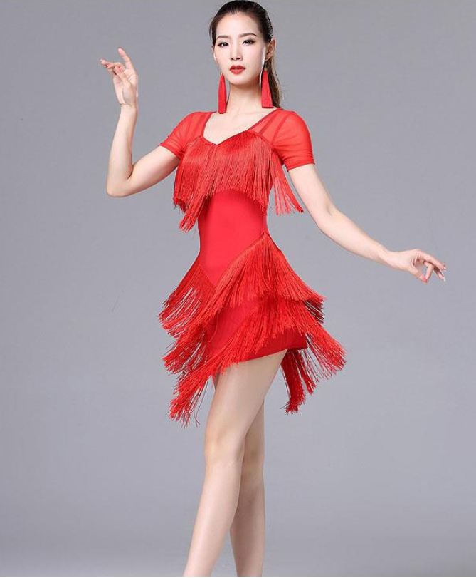 Đầm khiêu vũ latin cho nữ trang phục khiêu vũ latin phong cách mới trang phục khiêu vũ latin người lớn có tua rua