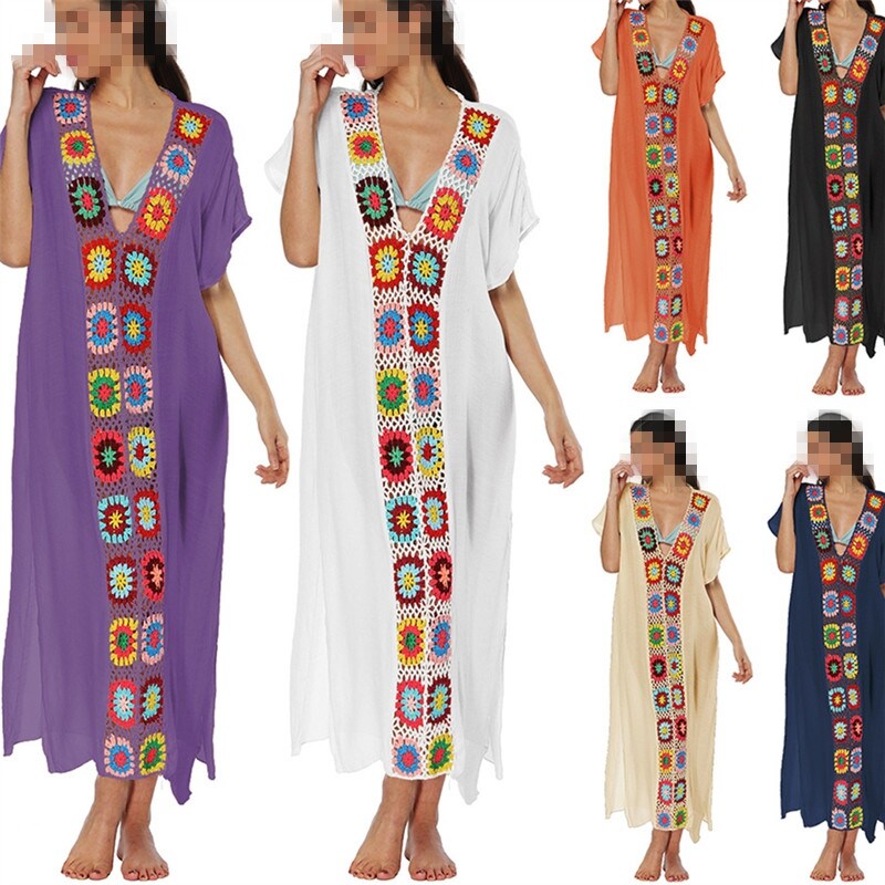 【A NEW】 Long Cover Up Tunic Beach2020Beach Wear Bikini Cover-UpsBoho Dresses For Women Pareo Beachwear Chiffon