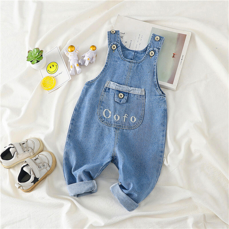 Quần áo trẻ em mùa hè quần denim treo 1-5 tuổi