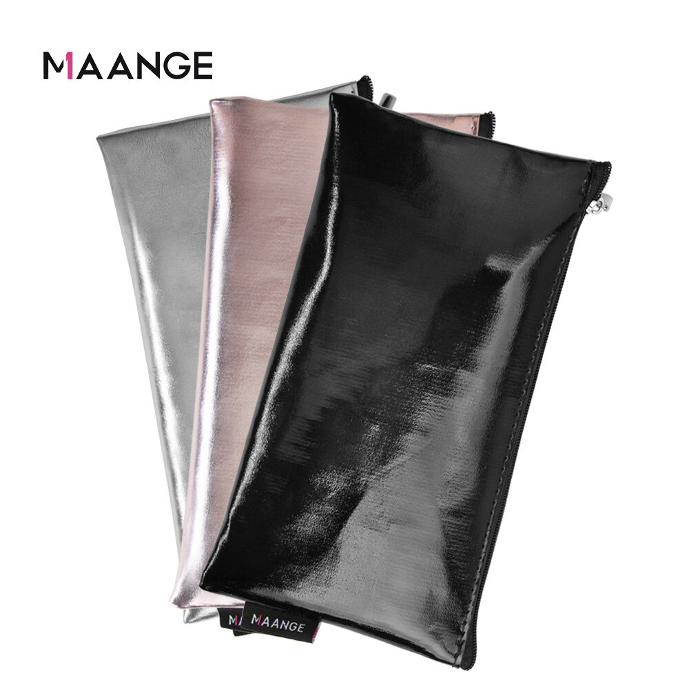 MAANGE Túi đựng cọ trang điểm bằng da PU có khoá kéo tiện dụng