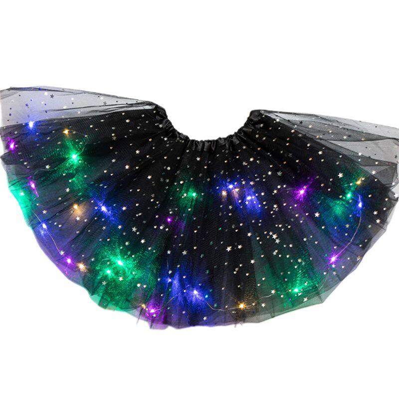 ผู้หญิง Star Tutu กระโปรง LED Light Up นีออนที่มีสีสัน Dance PARTY ชุดสั้น