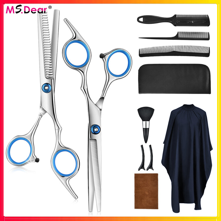 Bộ Kéo Cắt Tóc 10 Cái Bộ Kéo Làm Mỏng Tóc Chuyên Nghiệp Kéo Cắt Tóc Lược Dao Cạo Kẹp Tóc Cape Barber Bộ Dụng Cụ Làm Tóc