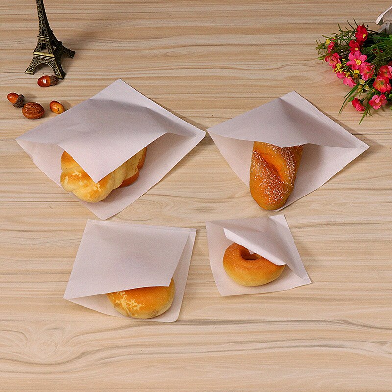 100 cái túi giấy chống dầu túi đựng bánh rán bánh sandwich dùng một lần bọc thực phẩm chống thấm mỡ đóng gói burger gà rán