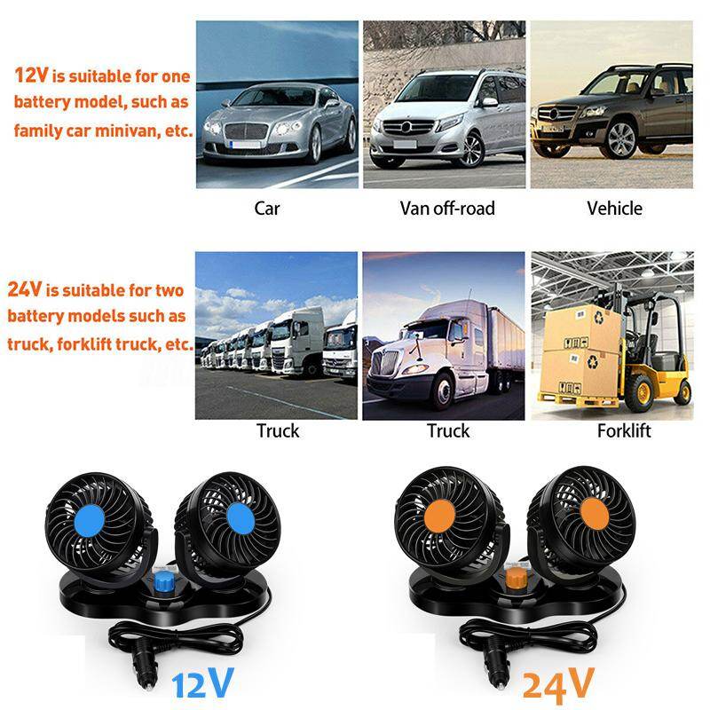 Generic 2 Speed Car Cooling Fans 360° Oscillating Fiveleaf For Cars