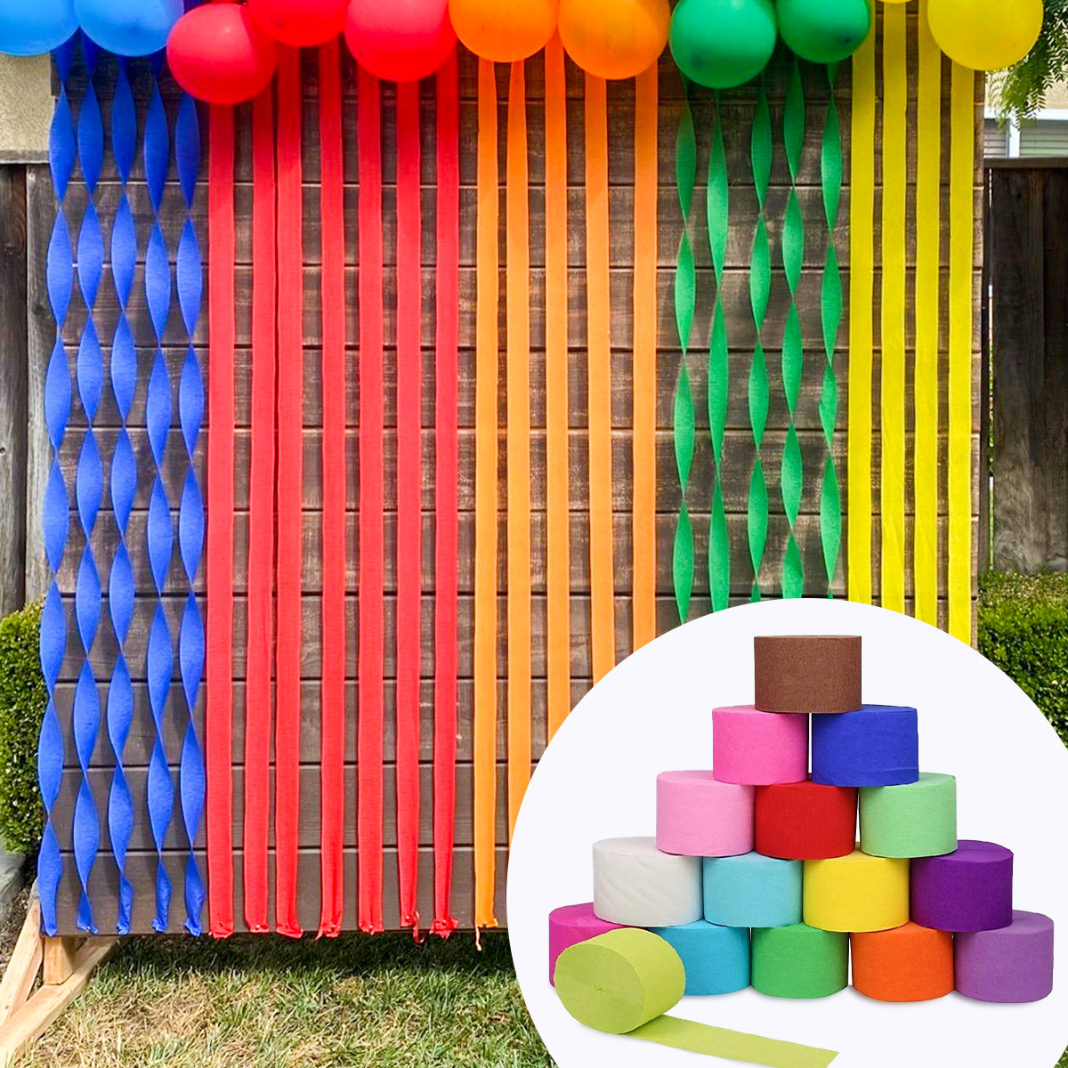 Papel Crepe giấy cầu vồng streamers Dải Giấy nhún Crepe giấy bên streamers streamers trang trí sinh nhật