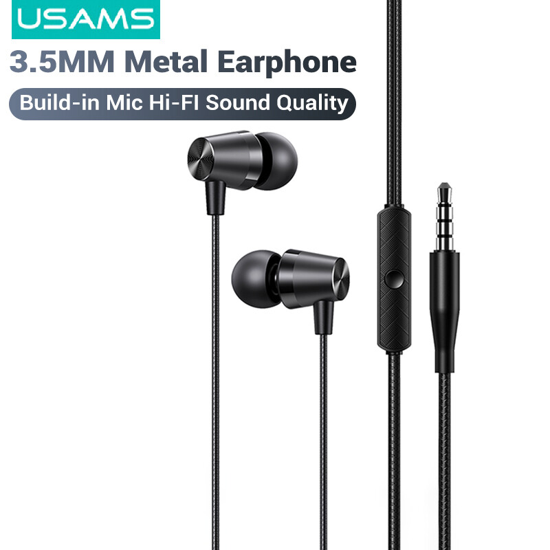 USAMS Tai Nghe Nhét Tai Kim Loại 3.5mm Tai Nghe Silicon Chất Lượng Âm Thanh Hi-FI Tích Hợp Mic