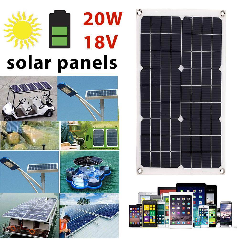 แผงพลังแสงอาทิตย์กลางแจ้ง 20 W 18 V 5 V เซลล์แสงอาทิตย์แบบพกพาแหล่งจ่ายไฟฉุกเฉินพลังงานแสงอาทิตย์ USB + พอร์ต DC แผงพลังแสงอาทิตย์ Power Charger FLEXIBLE Monocrystalline