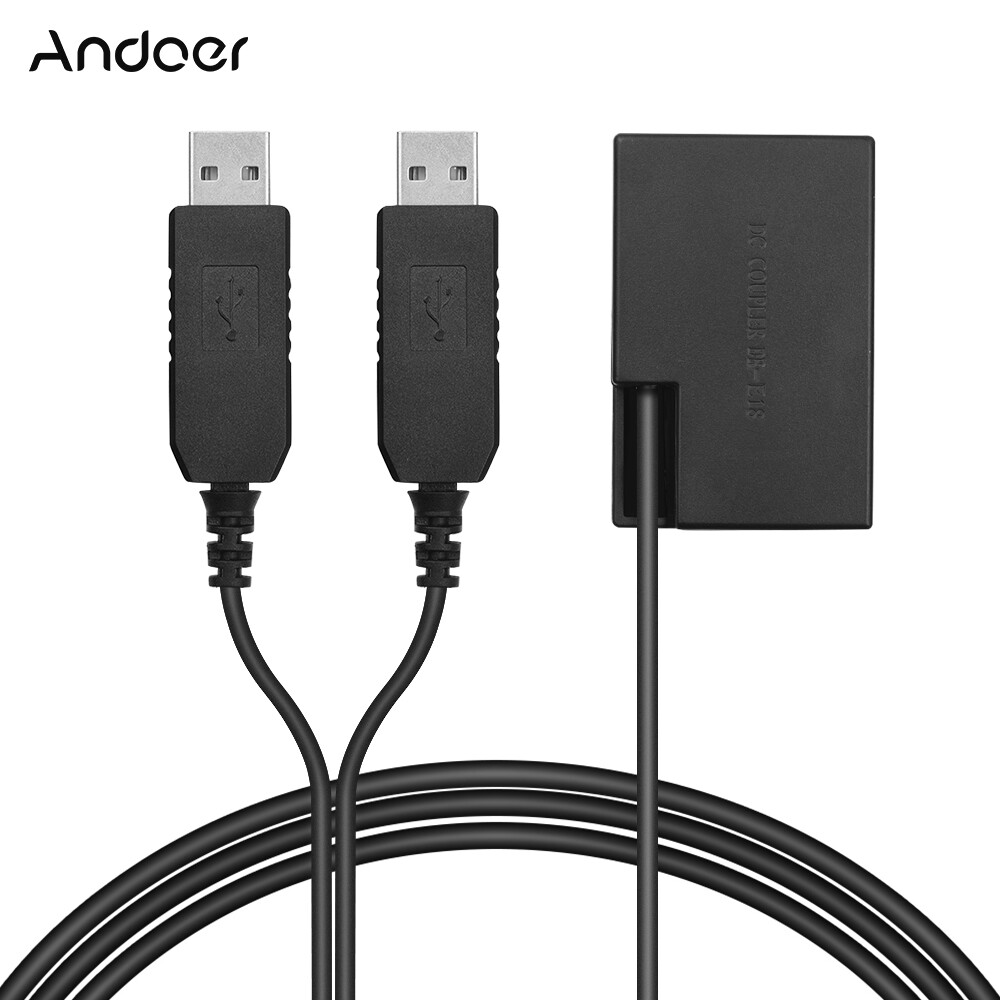 Andoer Bộ Chuyển Đổi Nguồn USB Kép Bộ Nối DC DR-E17 Thay Thế Bộ Pin Giả, Thay Thế Đối Với Canon 77D 200D 750D 760D 800D Máy Ảnh