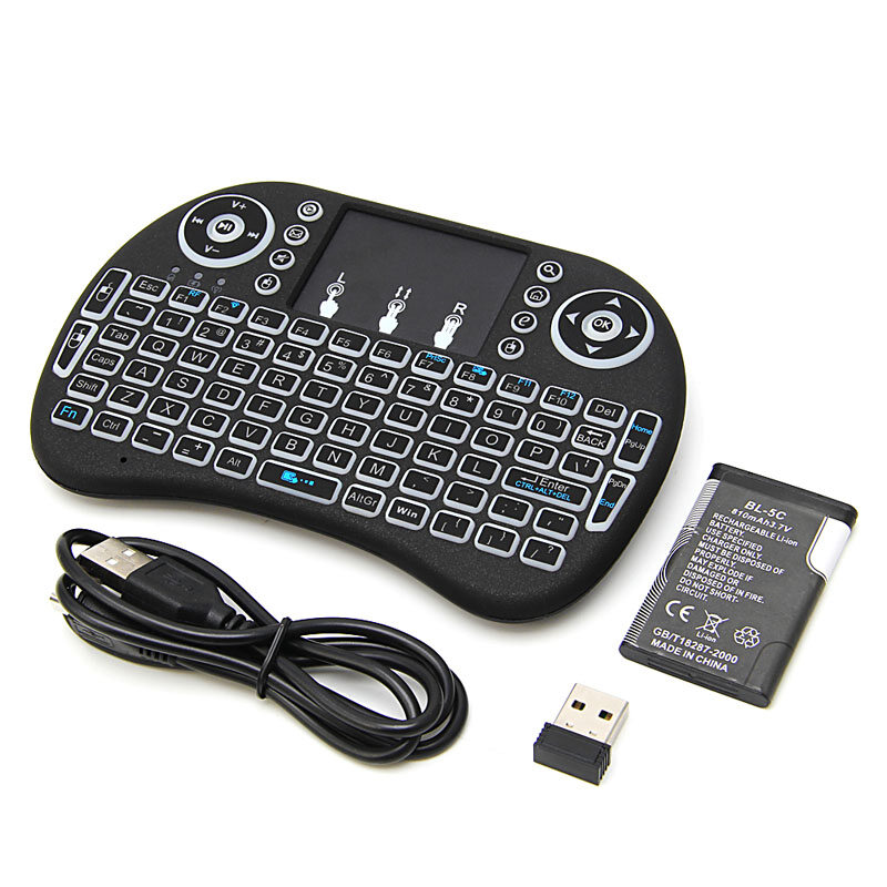Bàn phím cảm ứng không dây có đèn nền mini 2.4g chuột không khí, cho pc pad , android tv box