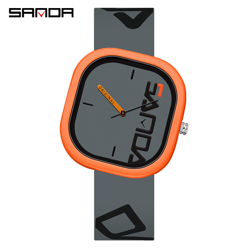 Sanda Fashion Personality Square Silicone Strap Outdoor Sports Waterproof Luxury Quartz Watch Gift SD3203 - ยี่ห้อ Sanda ราคา 280 บาท*ส่งฟรี