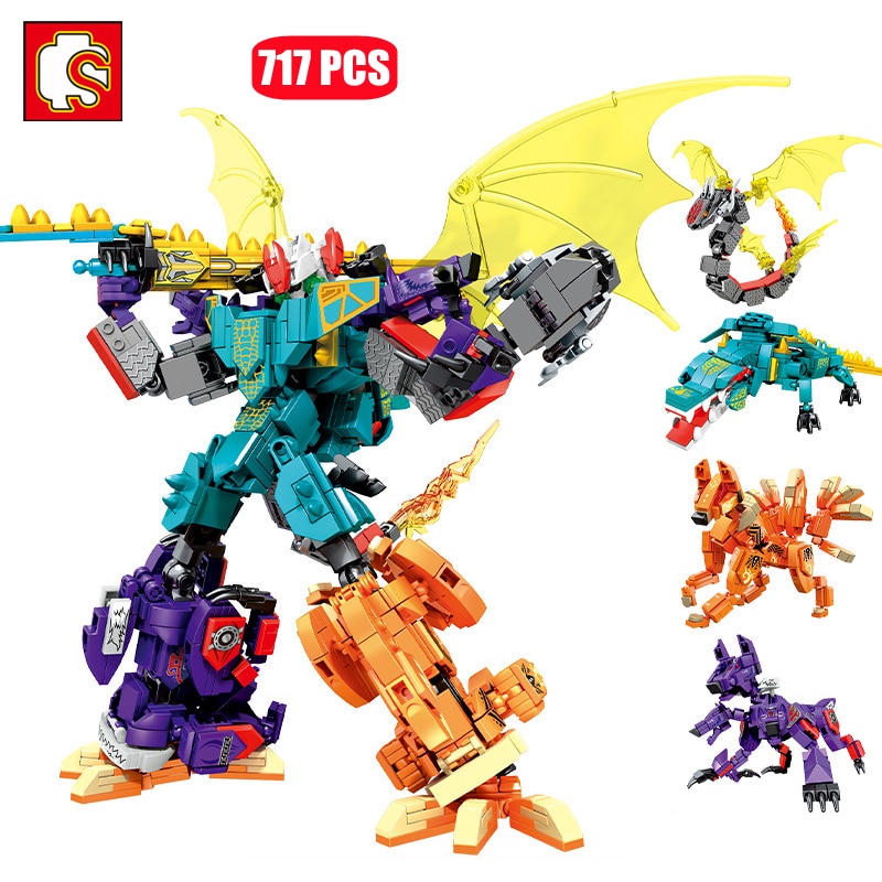 SEMBO Ideas 4IN1 Python Dog Fox Crocodile Animal Building Blocks MOC Chaos Bringer Transforming Mech Bricks Kids Toys Boys Gifts ราคา  2,464 บาท*ส่งฟรี