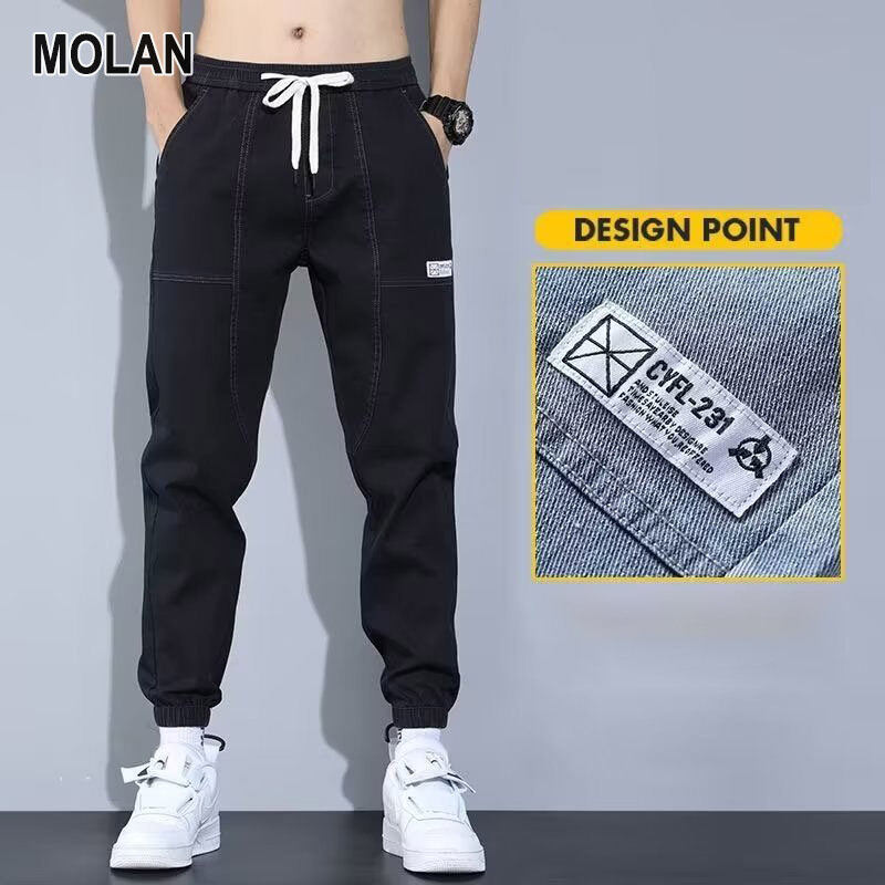 MOLAN Quần jeans nam mỏng quần vừa vặn Quần lửng denim