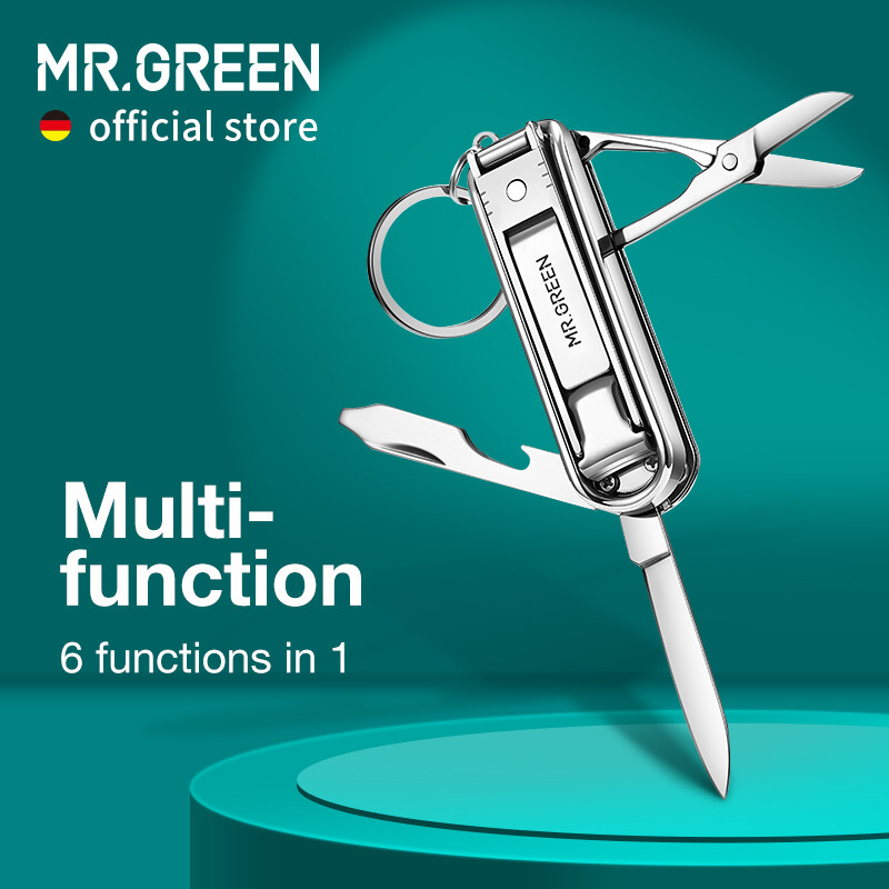 MR.GREEN Đa Chức Năng Nail Clipper Thép Không Gỉ Sáu Chức Năng Dũa Móng Tay Cái Mở Nắp Chai Cắt Kéo Nhỏ Dụng Cụ Cắt Móng