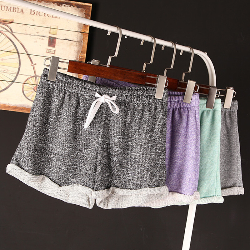 Happybuyner Quần Short Nữ Màu Trơn Thời Trang Quần Soóc Harem Thể Thao Dây Rút Dáng Rộng Thường Ngày Quần Uốn Ống Rộng Cạp Thấp Nhiều Màu