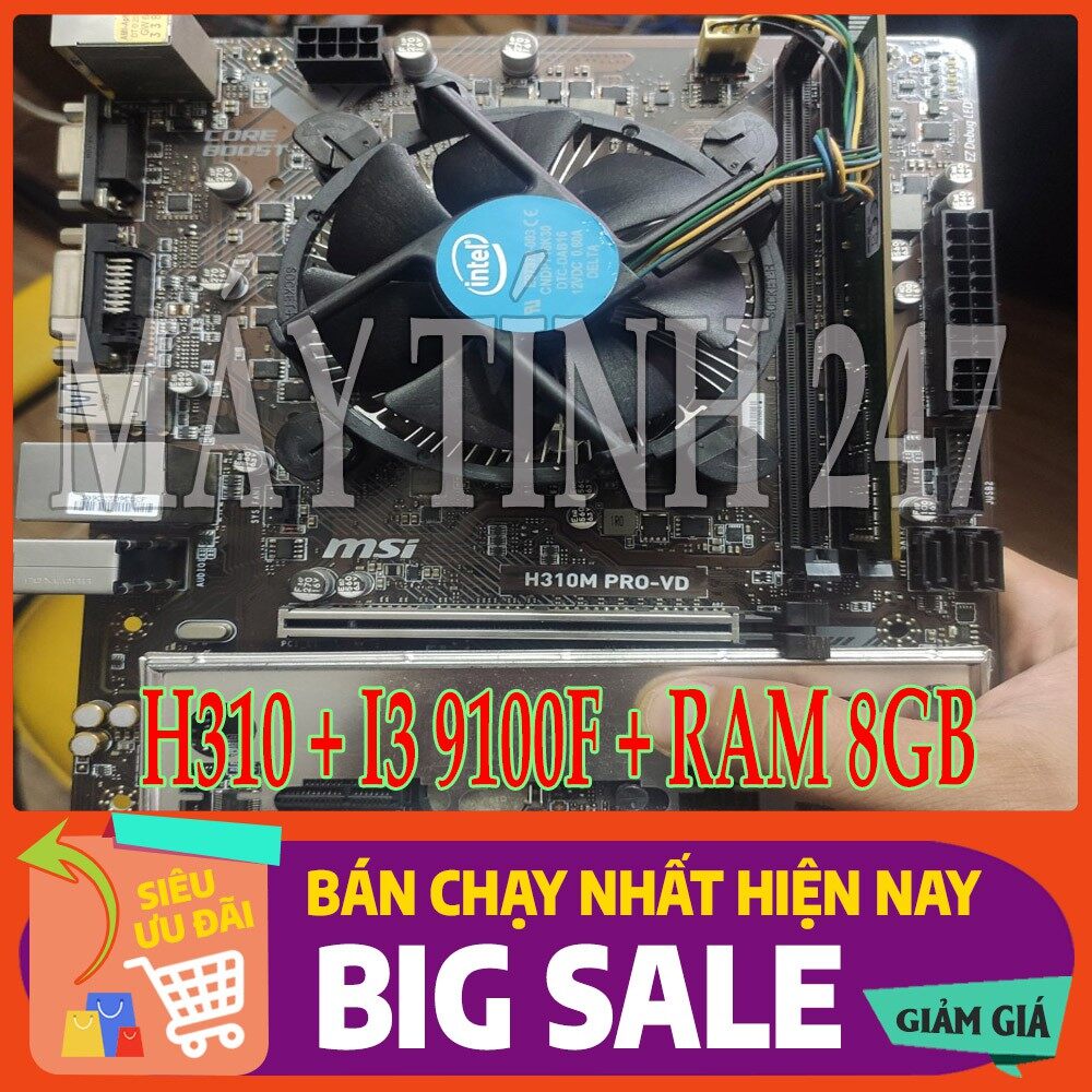 Combo Main - CPU MSI H310 - I3 9100F - RAM 8GB