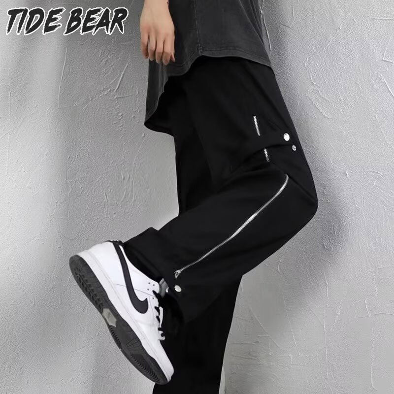 TIDE BEAR Quần Tây giản dị Quần thể thao nam quần ống đứng sành điệu cậu bé đẹp trai