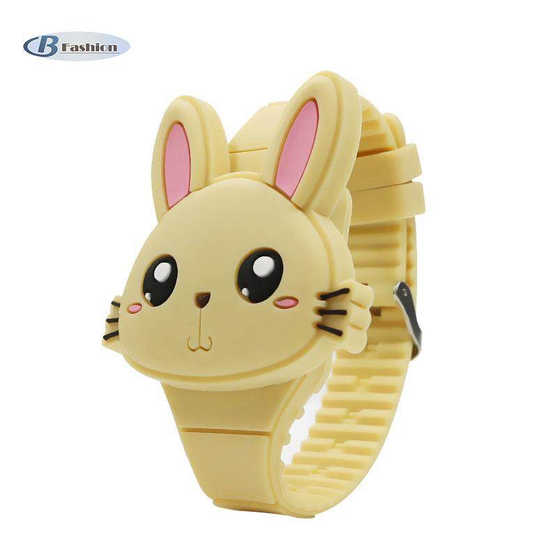 B-F 1 Chiếc Đồng Hồ Điện Tử Có Đèn LED Cho Trẻ Em Đồng Hồ Đeo Tay Silicone Hình Thỏ Hoạt Hình Quà Tặng Đáng Yêu