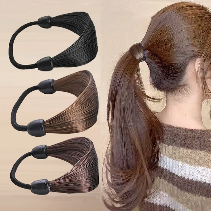 Băng cao su làm bằng tóc mô phỏng Tóc Giả Dây Buộc Tóc Tóc giả thời trang vòng tóc tóc thẳng buộc đuôi ngựa đàn hồi cao dây buộc tóc