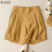 ZANZEA Women's Cotton Loose Wide Leg Summer Shorts