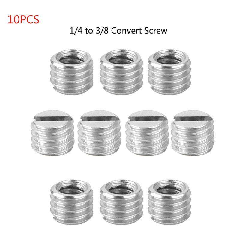 10ชิ้น/เซ็ตโลหะ1/4  To 3/8  Interchange หัวแปลงสกรูอะแดปเตอร์สำหรับขาตั้งกล้องโมโนพร้อมหัวล็อคกล้อง DSLR SLR