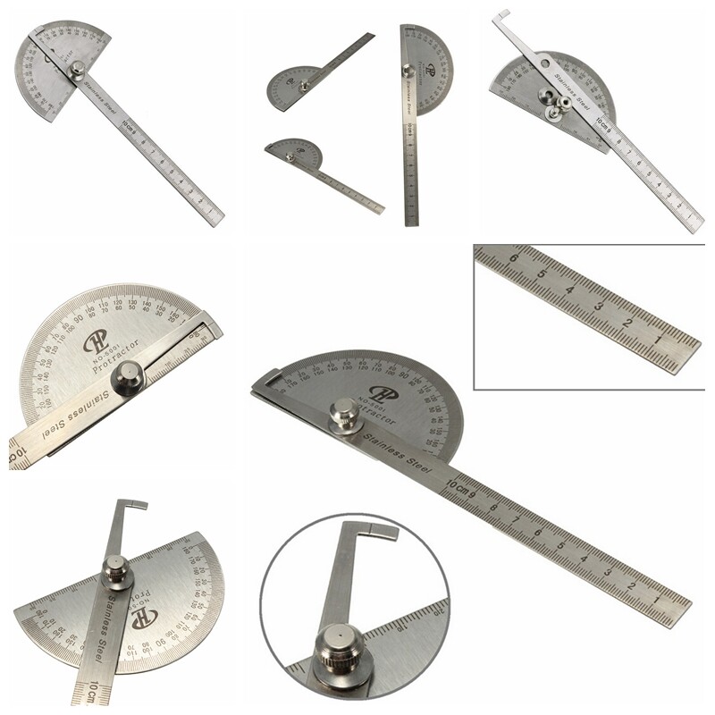 EVAN 100 Mm Đồng Hồ 0-180 Độ Thép Protractor Góc Tìm Cánh Tay Cai Trị Đo Dụng Cụ
