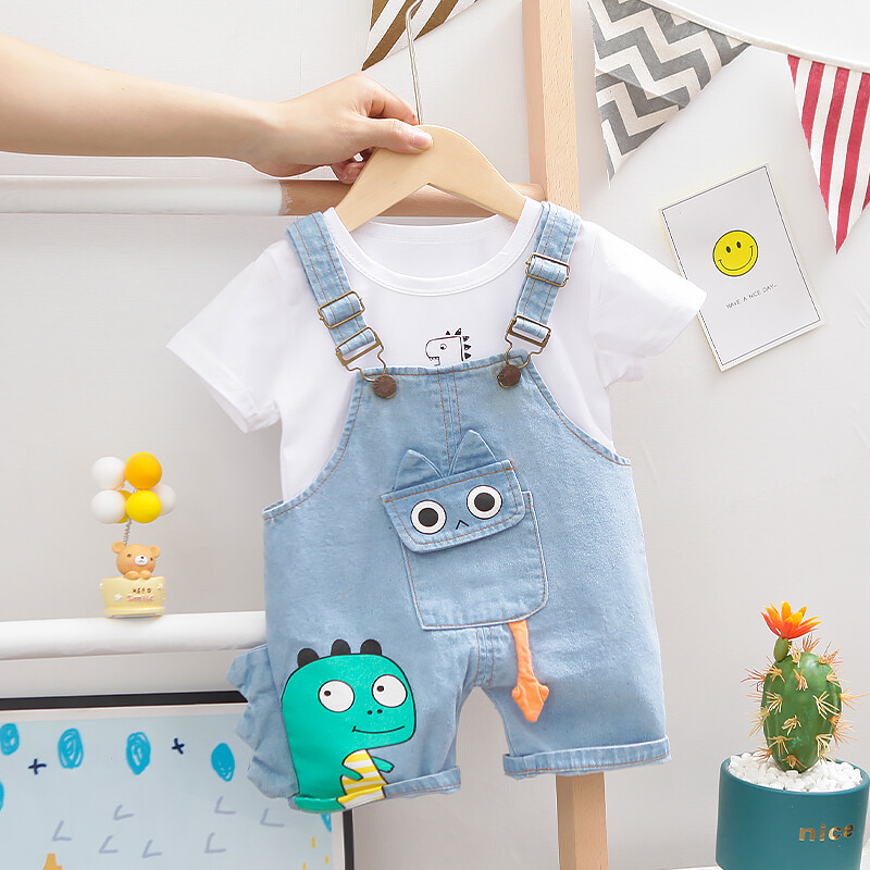 Hot Bán Bộ Đồ Có Dây Khủng Long Hoạt Hình Cho Bé Bộ 2 Món Cho Bé Trai Và Bé Gái 0-5 Tuổi