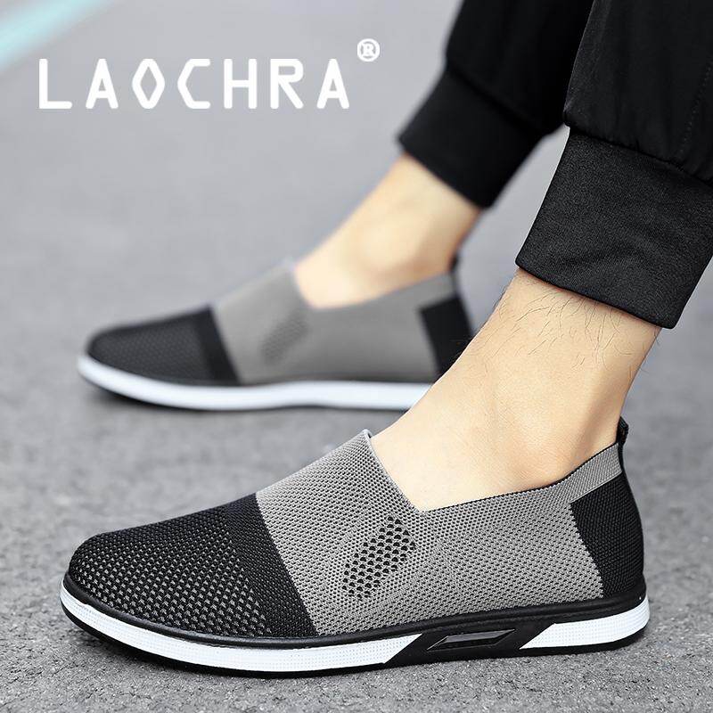 LAOCHRA Xu Hướng Thời Trang Lưới Trơn Trượt Trên Giày Nam Lười Cho Nữ Giày Nam Đế Mềm Giày Chia Flat Cho nam