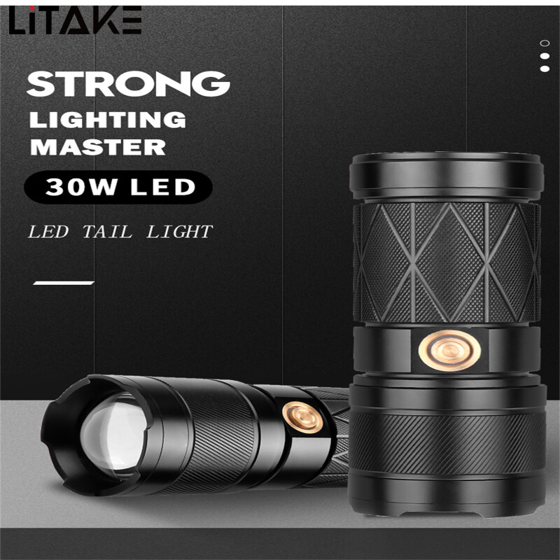 Litake Đèn Pin Thu Phóng Led XHP90 1500 Lumens Đèn Pin Mạnh Ngoài Trời Có Thể Sạc Lại Để Cắm Trại Đi Bộ Đường Dài