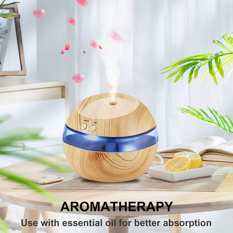 Generic [Auto Shutoff] Air Humidifier With LED Night Wood Grain USB