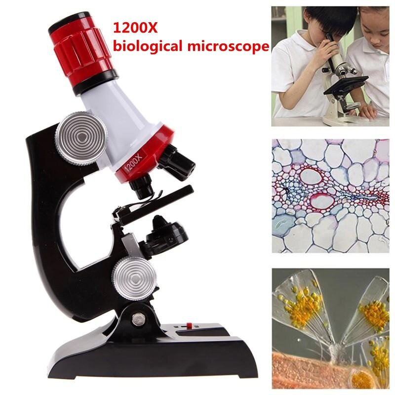 Generic 1200X Starter Educational Science Compound Microscope 3 Mirrors