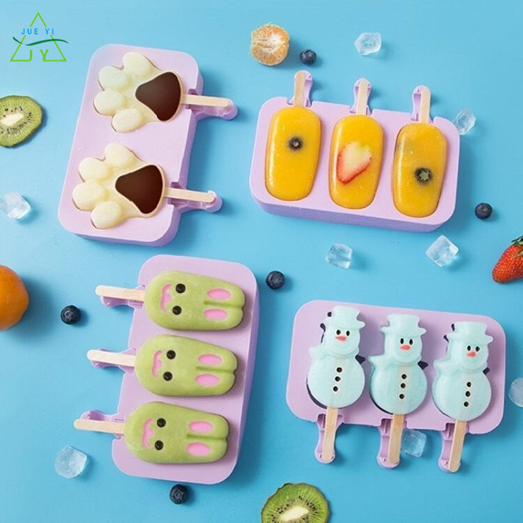 Ks khuôn kem que hoạt hình tự làm tại chỗ mới khuôn kem 3 thậm chí silicone tự làm mới