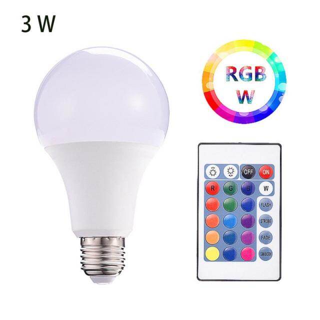 【】 SINGSING SHOP E27 RGB Bóng đèn LED 3W 5W 10W RGB có thể thay đổi đầy màu sắc RGB đèn LED với IR điều khiển từ xa chiếu sáng trong nhà