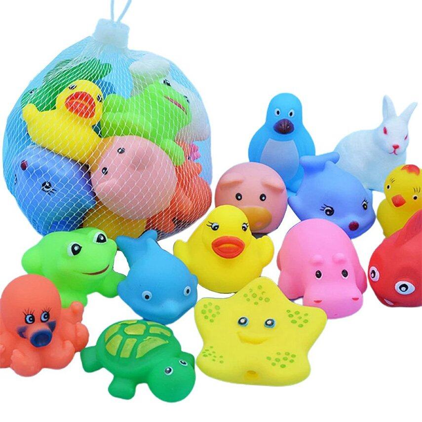 H-MENT 10 Pieces Kids Cute Animal Bath Toy Swimming Soft Rubber Water Toys