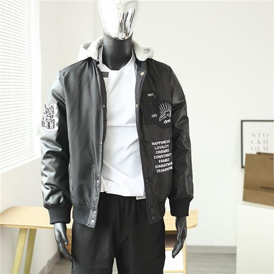 ZARAˉ Embroidery Patch! ZA Cut Label Winter Men's Full Version Contrast Color Stitching Patch PU Stitching Sleeve Quilted Jacket Trendy