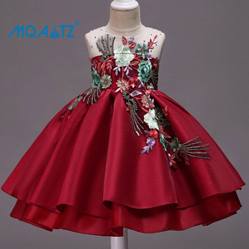 MQATZ Đầm Dạ Tiệc Cho Bé Gái Áo Choàng Dạ Hội Quần Áo Trẻ Em Trang Phục Trẻ Em Thanh Lịch Đầm Công Chúa Đám Cưới Ren 2033